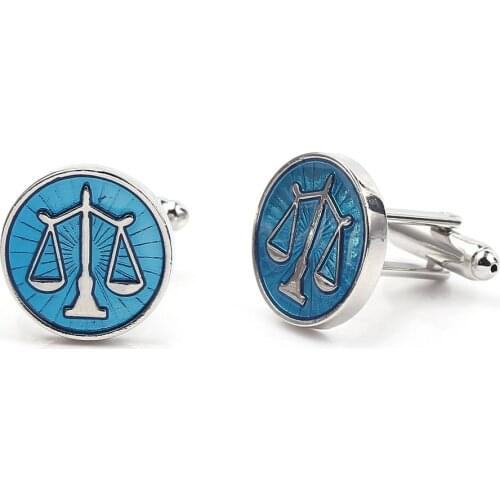 Libra Balance Constellation Cufflinks Justice and Equity For Lawyer Judge Shirt Jewelry For Man Charm Blue Color Accessories