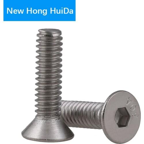 Hex Flat Head Socket Cap Screw Hexagonal Metric Thread Countersunk Machine Bolt 304 Stainless Steel M8