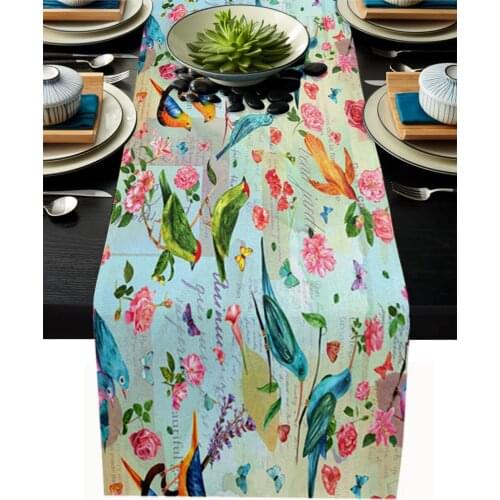 Vintage French Camellia Butterfly Table Runner Kitchen Decor Tablecloth Placemat Hotel Home Wedding Decor Table Runners