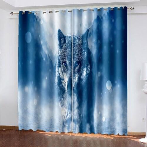 3D Printed Animal Pet Bright Pattern Blackout Curtain Kit, Suitable for Household Curtains In The Living Room and Bedroom