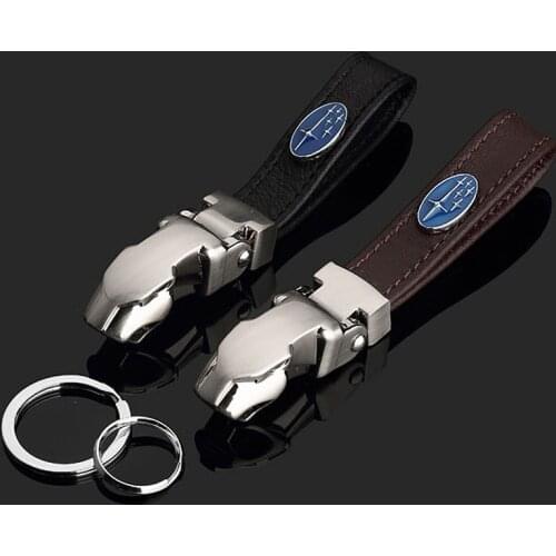 Wife girlfriend Classics gift pendant 3D panther head shape metal key ring for Subaru logo leather car keychain auto accessories