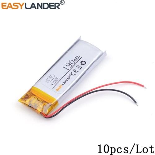 10pcs /Lot 3.7v lithium Li ion polymer rechargeable battery 431635 190mAh For Bluetooth Headset 3D glasses Smart watch earphone