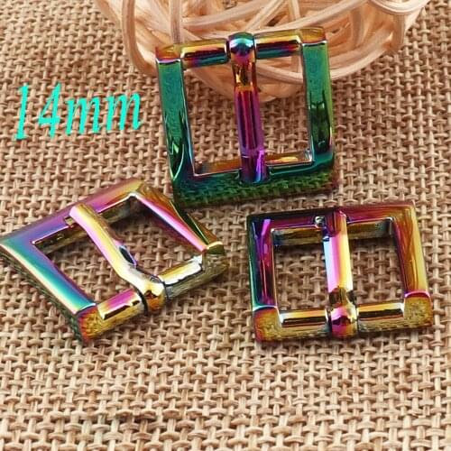 10 PCS Rainbow Metal Center Bar Buckle Purse Bag Strap Fasteners Slide Belt Adjuster Handbag Leather Buckles Wholesale-14MM