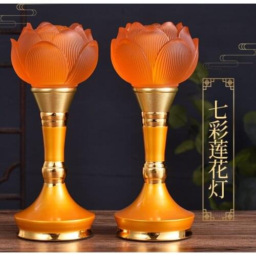 A PAIR 2PCS high grade Buddhism worship LED lamp HOME Temple shrine enshrine Sakyamuni guanyin buddha Bless safety health