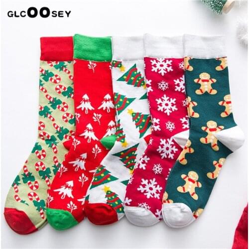 2020 Christmas Series Women Socks Cotton Funny Happy Personality Cartoon Mens Long Socks absorbs Sweat Thicken Plus Sizes