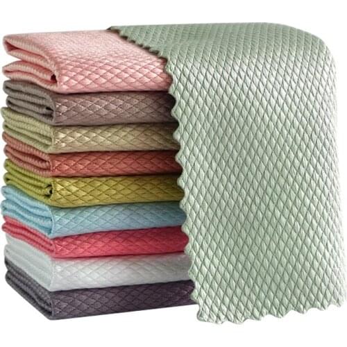 5/10 Pieces of Wave Pattern Cloth 30x40 Cm Absorbent Glass Kitchen Cleaning Cloth Table Window