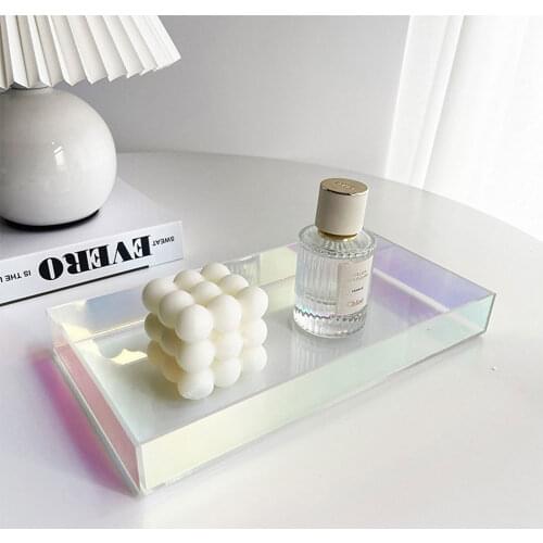 Acrylic Tray Acrylic Transparent Water Cup Tray Teacup Storage Household Rectangular Creative Simple Modern Colorful Tray Deskto