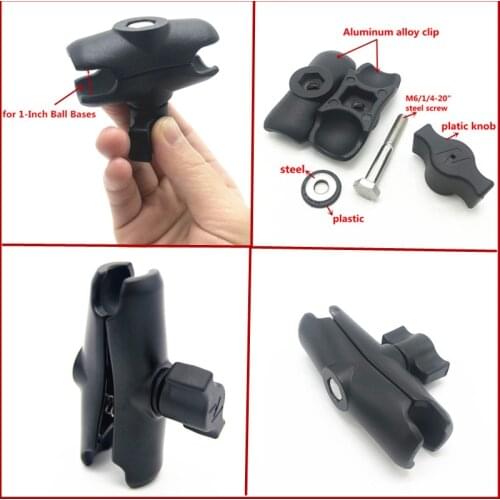 Aluminum 1 inch Ball Mount Double Socket Arm Extension Moto Mount for Gopro Garmin GPS Smartphone Motorcycle