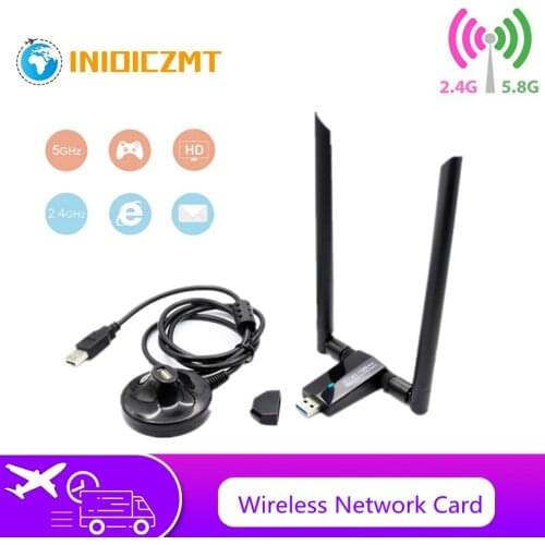 INIOICZMT Wireless Network Card 1200M Long Range AC1200 Dual Band 2.4G & 5G Wireless USB3.0 WiFi Adapter 802.11ac wifi Antennas
