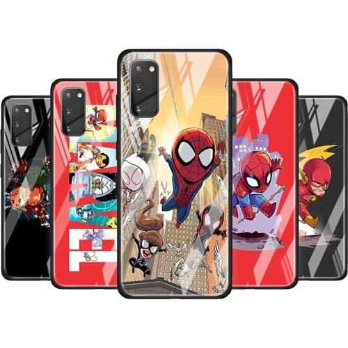 Cartoon Cool Marvel Tempered Glass Cover For Samsung Galaxy S20 S10 S9 S8 S10E FE Ultra Plus Lite 5G Phone Case