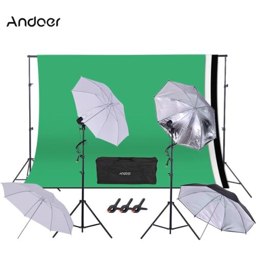 Andoer Photo Studio kits Backgrounds+Lighting+Swivel Socket+Light Stands+Umbrella+Background Stand + Clamp Photography Shooting