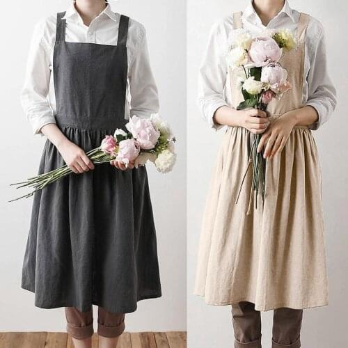 Cooking Baking Restaurant Vintage Apron Nordic Simple Florist Apron Cotton Linen Gardening Coffee Shops Kitchen Aprons for Woman