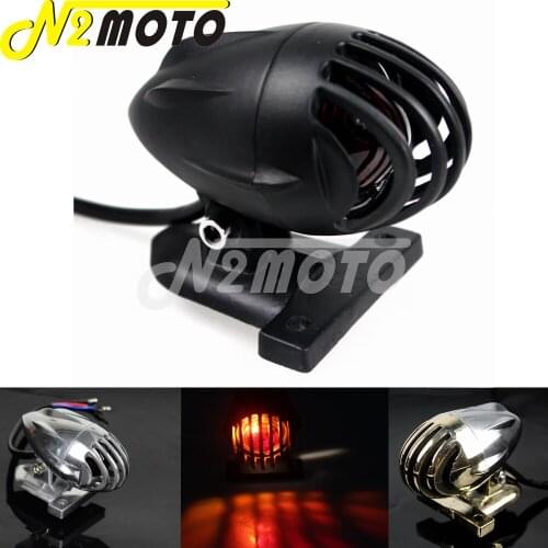 Motorcycle Rear Lamp Bird Case Slotted Finned Grille Taillight Brake Stop Light for Harley Sportster Cafe Racer Bobber Chopper
