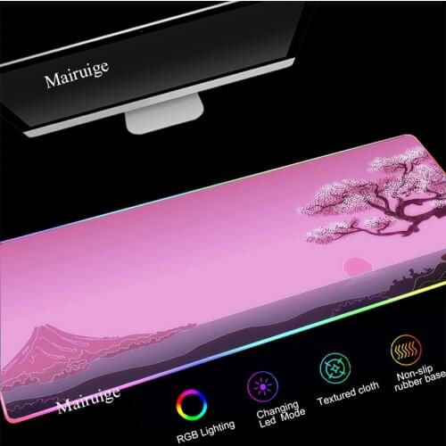 Mairuige Gaming Mousepad RGB LED Beautiful Scenery Art Gamer Keyboard Mat Mouse Pads PC Mice Mat for Gamer Desktop Decoration