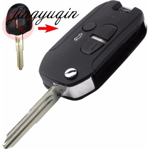 Jingyuqin Right Blade Key Shell For Mitsubishi Lancer EVO Colt Outlander Mirage 3 Button Remote Flip Folding Fob Car Cover Case