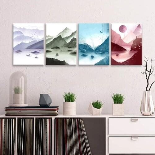 No Frame Boat on The Lake Poster Wall Art Print Canvas Painting Nordic Posters and Prints Pictures Bedroom Decor