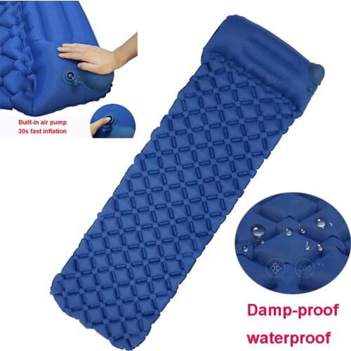 Rooxin Outdoor camping mat sleeping mat Built-in inflator Sleeping Pad Inflatable Air Cushion Camping with Pillow Air Mattress
