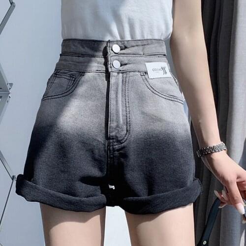 Summer Gradient Color Denim Shorts Women Streetwear High Waist Jeans Shorts Plus size Woman Shorts Sexy shorts femme