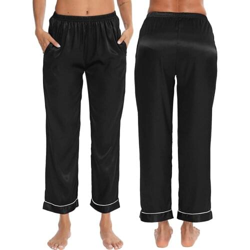 Summer Women Silk Stain Pajama Sleepwear Pants Hot Sale Sleep Pants For Female Tether Pajamas Pants Bottoms Casual Home Trousers
