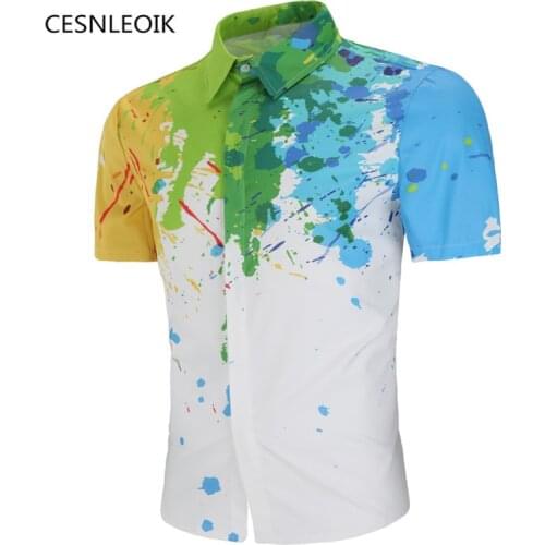 New Arrival Man Shirt Pattern Design Short Sleeve Print Slim Fit man Casual Shirt Fashion Men Dress Shirts DC20