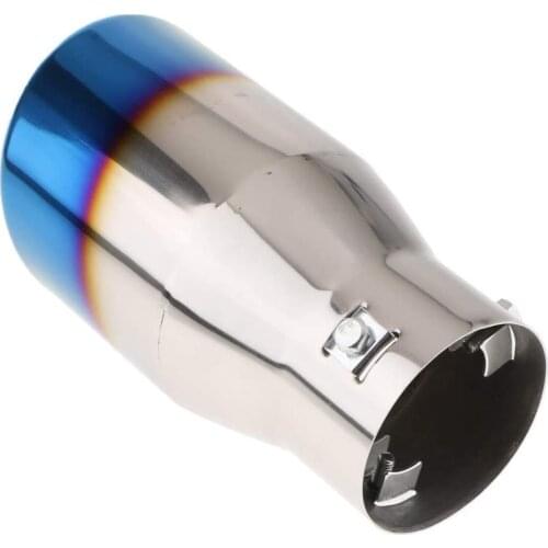 Stainless Steel Auto Car Rear Exhaust Pipe Tail Muffler Tip - Silver and Blue