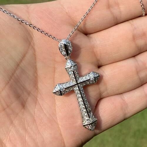 Choucong Original Luxury Jewelry Pave White 5A Cubic Zirconia Eternity Cross Pendant 925 Silver Women Necklace for Lovers' Gift