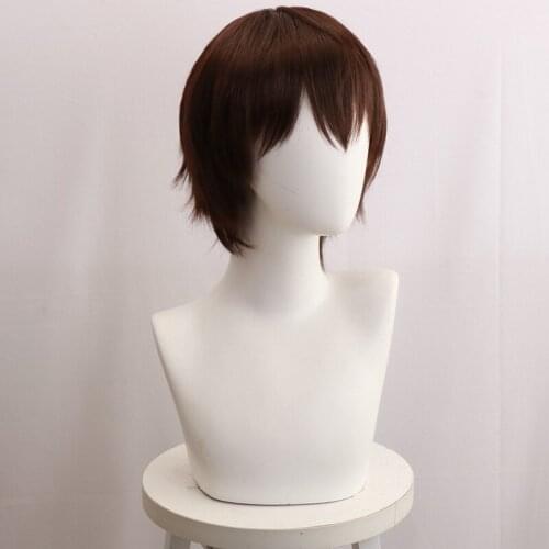 Anime Bungo Stray Dogs Dazai Osamu Black Brown Curly Short Heat Resistant Hair Cosplay Costume Wigs + Wig Cap