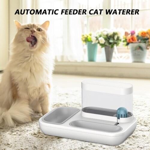 Cat Food Drinker Bowl Dog Automatic Feeder Water Dispenser Drinking Feeding Container Raised Stand Dish For Home Pet Supplies