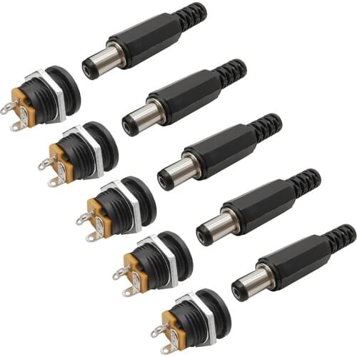 2/5/10Pairs 5.5*2.1mm DC Connector 5.5mm x 2.1mm 12V 3A DC Power Male Plug Female Socket Jack Supply Panel Mount Adapter