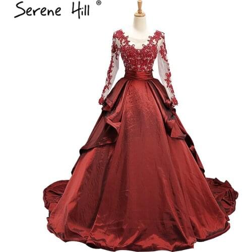 Luxury Satin Princess Fashion Wedding Dresses 2020 Long Sleeve Appliques Photography Bridal Gowns Robe De Mariee