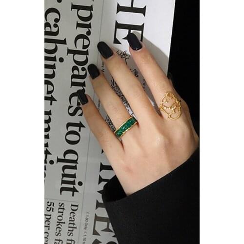 Rattan Hollow Irregular Branch Cubic Zirconia 925 Sterling Silver Adjustable Rings For Women Luxury Dainty Jewelry Gifts