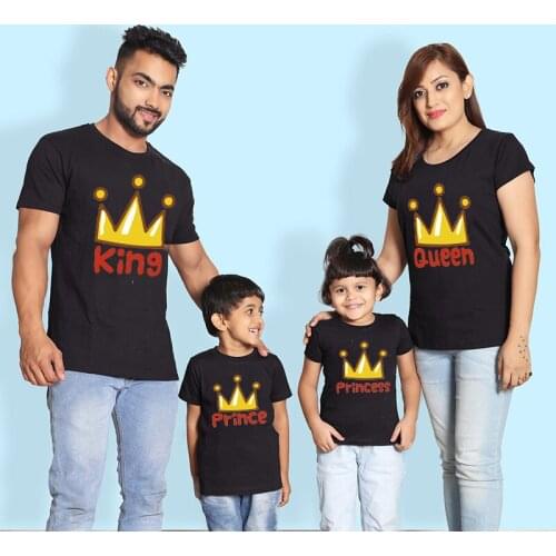 Family Matching Clothes Mother Father Daughter Son Kid Tshirt Family King Queen Prince Princess Letter Printing Clothes