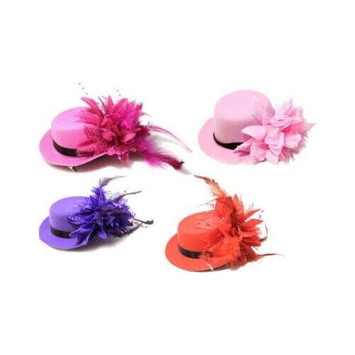 Fascinator Dance Event Party millinery Hats Lady Feather flower Mini Top Hat Dots Net Hair Clip Women bride Cap hen night props