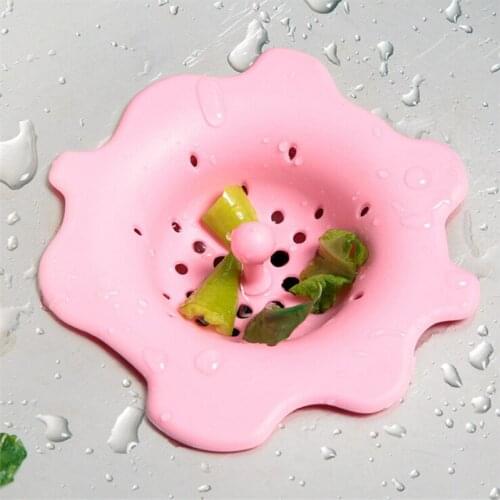 Flower Shape Silicone Kitchen Bathroom Outfall Drain Cover Basin Sink Filter Hair Catcher Stopper Drain Strainer