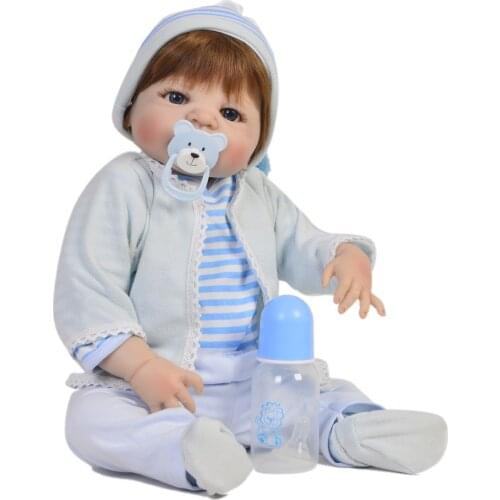 Silicone Full Body Reborn Dolls 23'' Realistic Handmade Baby Dolls Boy Fashion Kids Toy Waterproof bebe Boneca reborn menino
