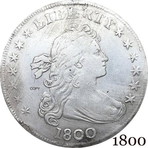 United States Of America Coin 1800 Liberty Draped Bust One Dollar Heraldic Eagle Cupronickel Silver Plated Copy Coins