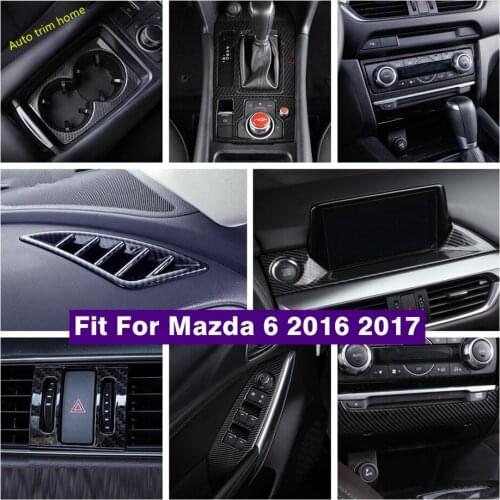ABS Carbon Fiber Interior Refit Kit Navigation GPS / AC Air / CD / Lift Button / Gear Box Panel Cover Trim For Mazda 6 2016 2017