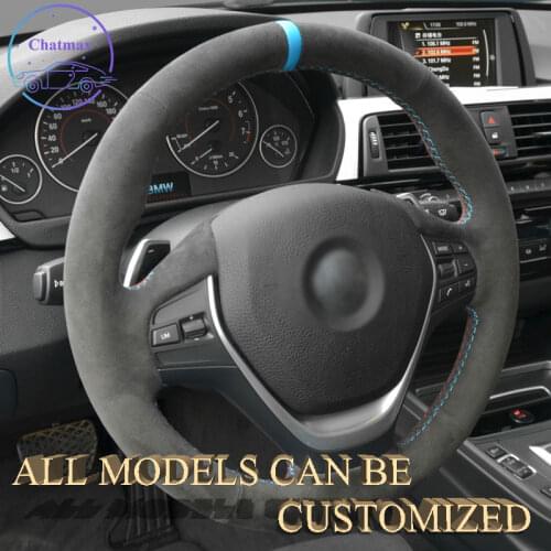 Embroidery Alcantara Car Steering Wheel Cover For BMW F10 F20 F21 F22 F23 F30 F31 F34 F39 F46 F60 F90 Hand Sewing Suppot Custom