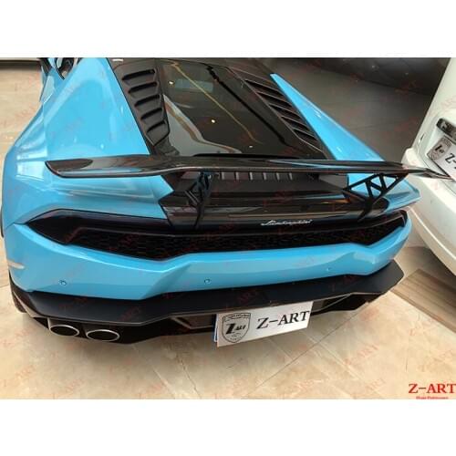 Z-ART carbon fiber rear spoiler for Huracan carbon fiber rear wing + deck lid for LP610 LP600 LP580 carbon fiber rear trunk wing