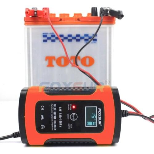 Motorcycle Car Automatic Intelligent 12V Battery Charger EFB AGM GEL Pulse Repair Battery Charger with LCD Display