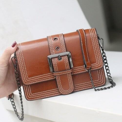 Cow Split Leather Bag Women Shoulder Bag 2021 New Fashion Chain Messenger Bag
