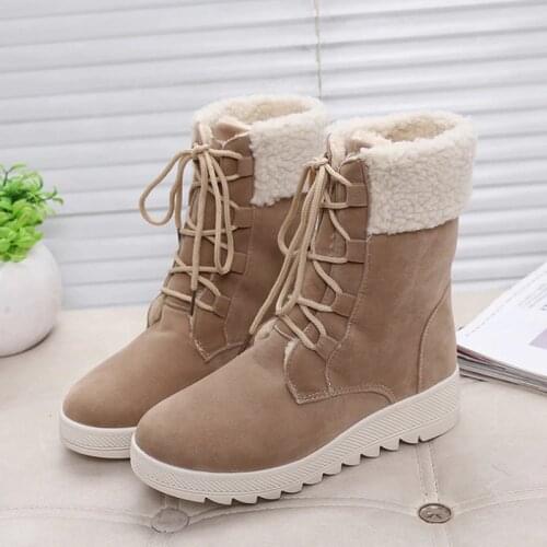 Women Snow Boots Fashion Flock Ankle Boots For Women Flats Platform 2020 Winter Women Shoes Warm Plush Casual Women Boots