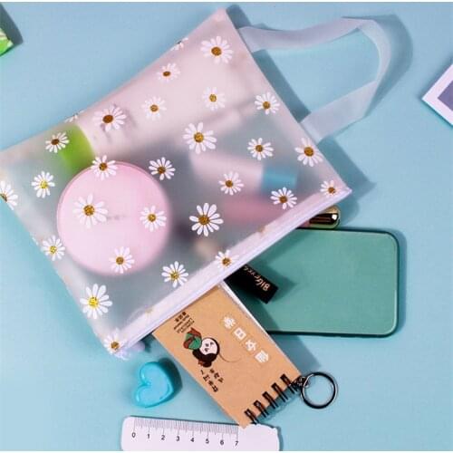 1Pcs NEW Kawaii daisy Pencil Case transparent daisy candy color Gift School Pencil Box Pencil Bag School Supplies Stationery