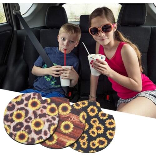 2Pcs Sunflower Cup Mat Cute Colorful Button Cups Coaster Cup Cushion Holder Drink Cup Placemat Mat Pads Coffee Pad Car Holders