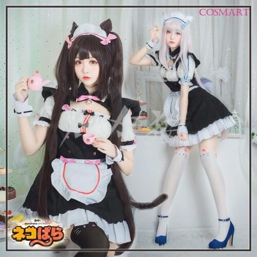 2018 Anime Nekopara Chocola Vanilla Cosplay Costume Japanese Kawaii Maid Dress Uniform Halloween Party Suit For Women