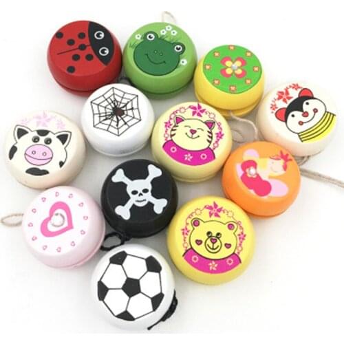 New Attractive Cartoon Ladybug Printed Wooden Yoyo Professional Fun Funny Gadgets Interesting Toys For Children Kids Gift