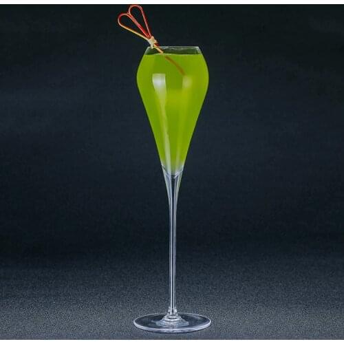 Free Shipping 4PCS 270ml Champagne Flute Glasses shape Cocktail Glasses Elegant Designed, Wine Prosecco Glass Set of 4