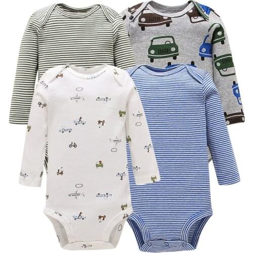 4pcs Baby Bodysuit Clothes Set Long Sleeve Baby Girl Bodysuits Dinosaurs Pattern 100% Cotton 6-24m Newborn Boy Toddlers Clothing