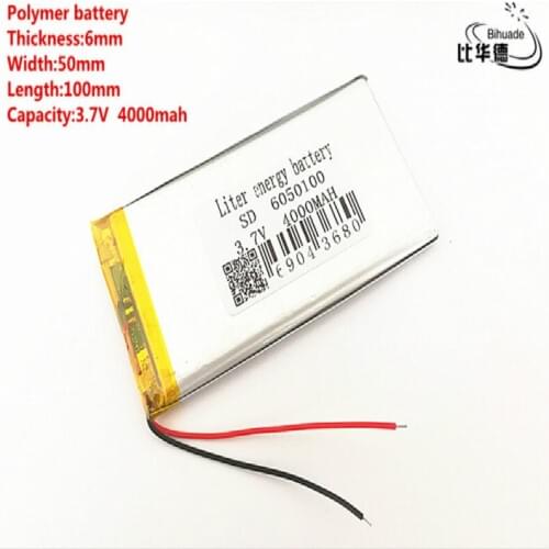 5pcs Liter energy battery Good Qulity 3.7V,4000mAH,6050100 Polymer lithium ion / Li-ion battery for TOY,POWER BANK,GPS,mp3,mp4