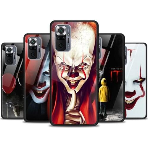 The Clown Horror It Tempered Glass Cover For Xiaomi Redmi Note 10 10S 9 9T 9S 8T 8 9A 9C 8A 7 Pro Max Phone Case